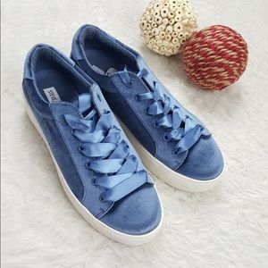 Bertie Velvet Lace Up Platform Sneakers